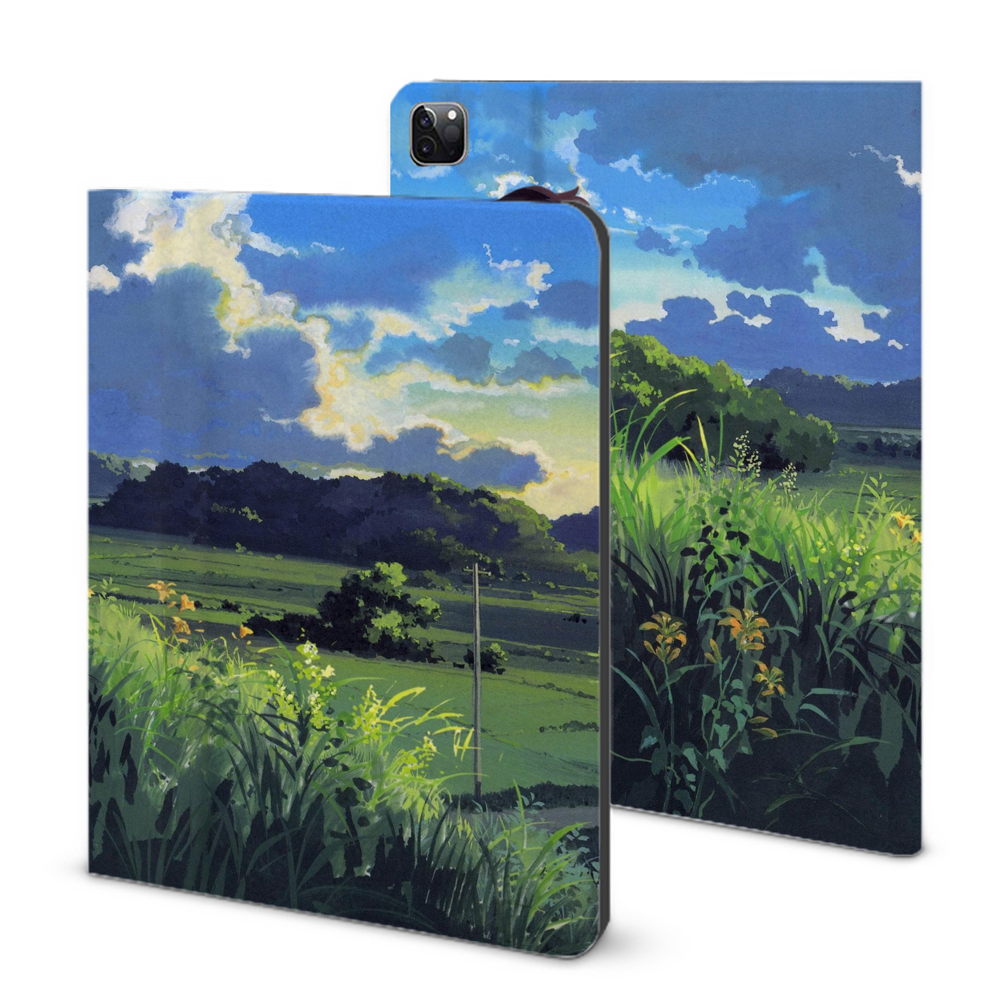 （画像用） となりのトトロ 草壁メイ 草壁サツキ My Neighbor Totoro Satsuki Kusakabe Mei Kusakabe IPad ケース ブック型 PUレザー TPU 耐衝撃 軽量 薄型 ペン収納なし 全面保護 IPad 各モデル対応